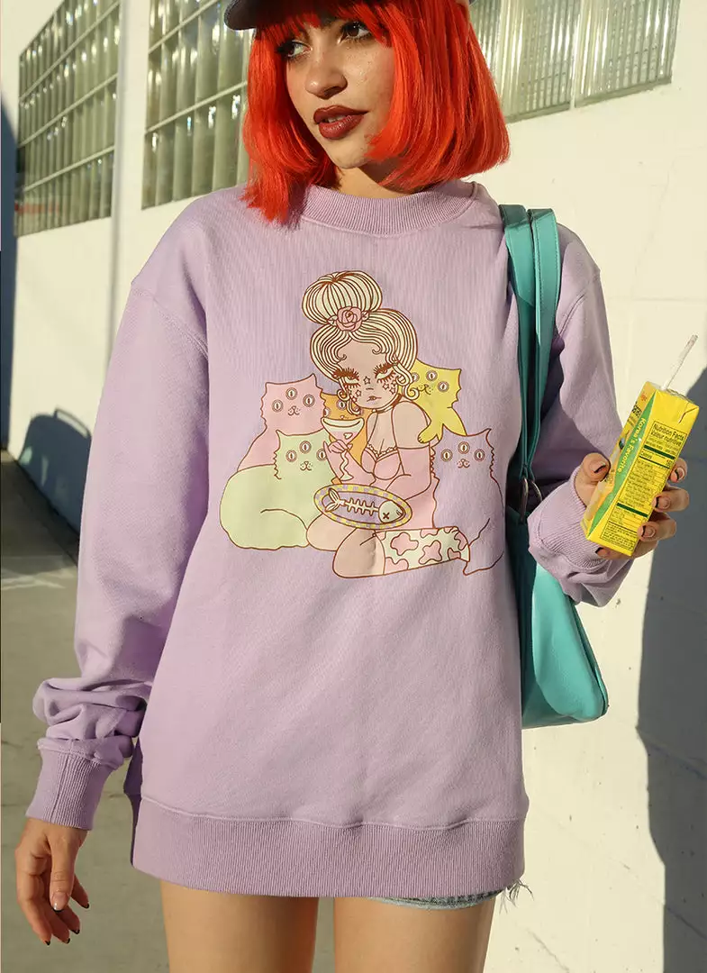 Valfré Cat Lady Crew Neck Sweatshirt New 4 Valfré Cat Lady Crew Neck Sweatshirt New